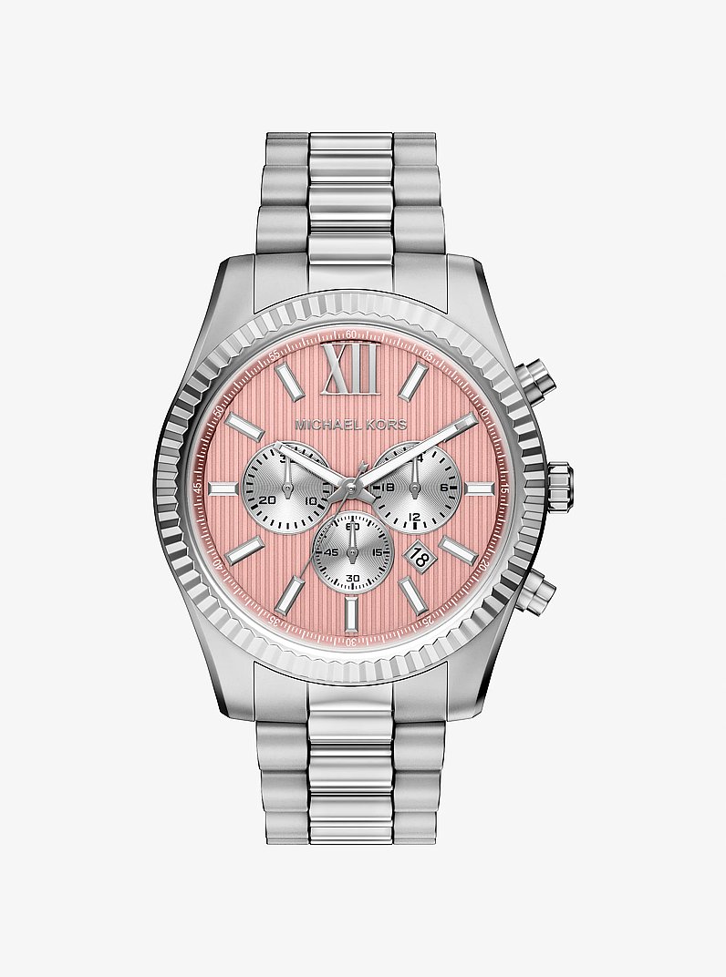 Oversized Lexington Silver-Tone Watch in SILVER | Michael Kors