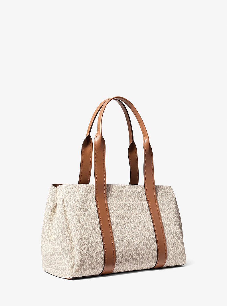 Foster Large Signature Logo Tote Bag in VANILLA/ACORN | Michael Kors