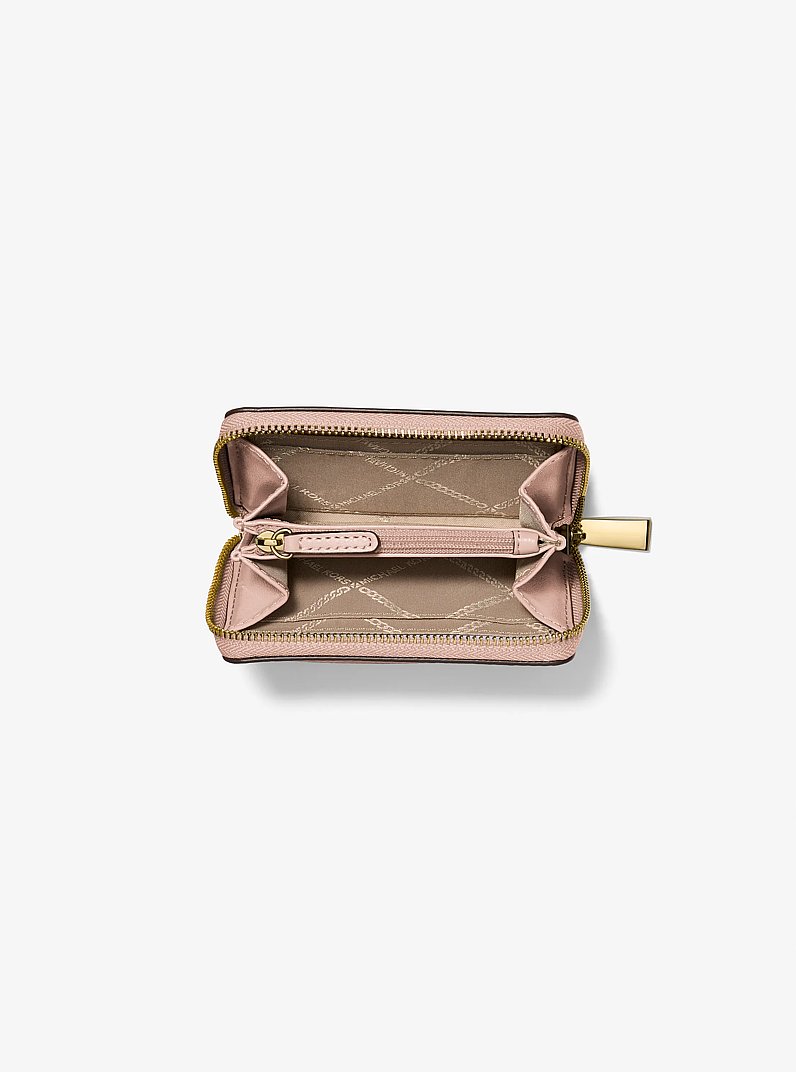 Jet Set Small Pebbled Leather Zip-Around Card Case in SOFT PINK | Michael Kors