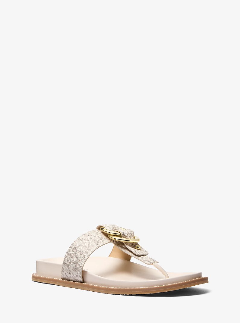Jaden Signature Logo Thong Sandal in VAN/CREAM | Michael Kors