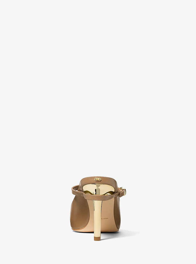 Kasia Leather High Mule Pump in HUSK | Michael Kors