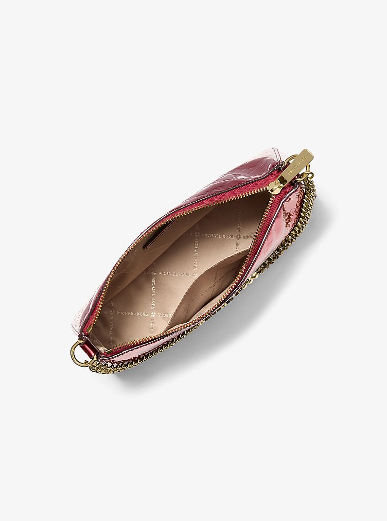 Jet Set Medium Metallic Logo Debossed Pochette and Card Case Gift Set in CEREZA | Michael Kors