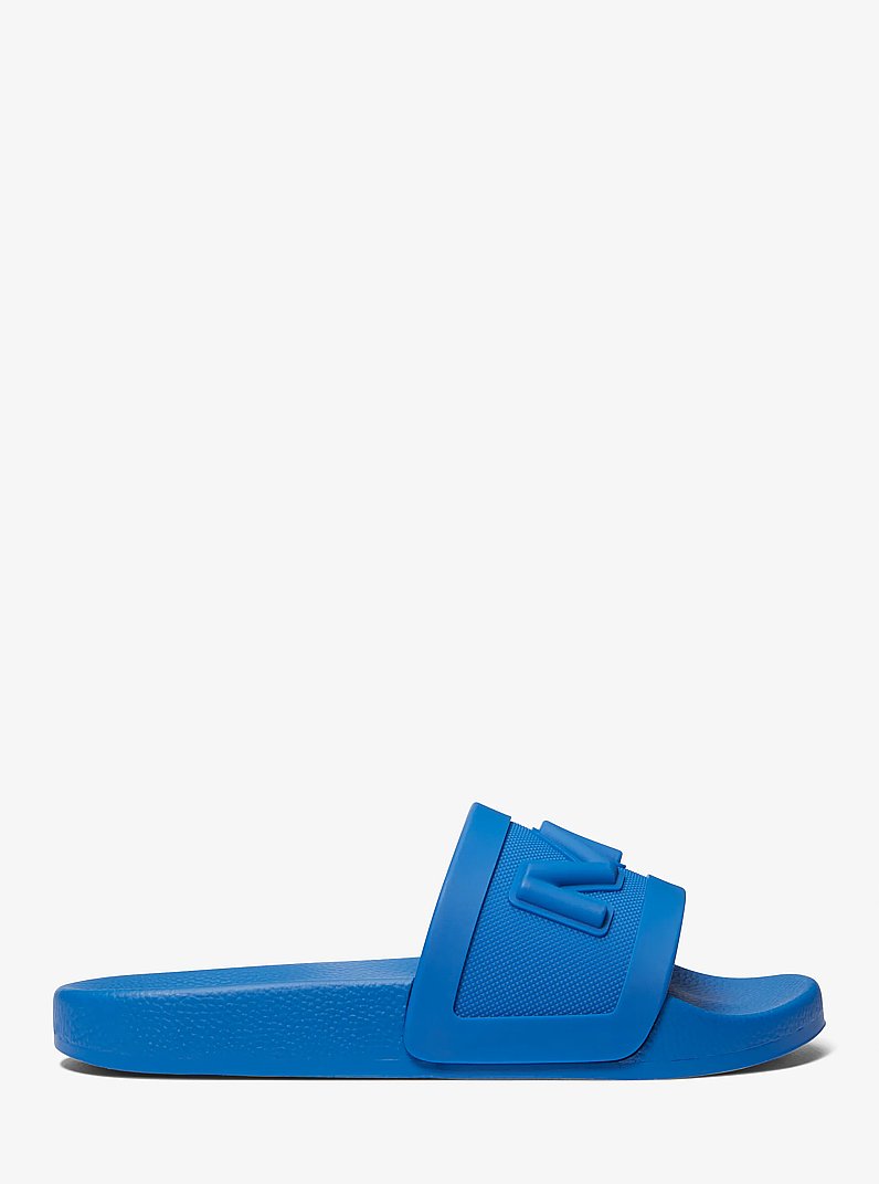 Jake Logo Embossed Rubber Slide Sandal in GRECIAN BLUE | Michael Kors