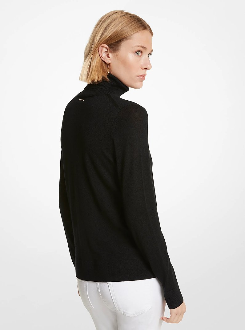 Merino Wool Turtleneck Sweater in BLACK | Michael Kors