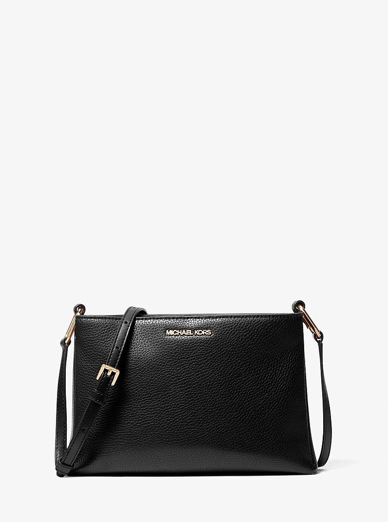 Trisha Medium Pebbled Leather Crossbody Bag in BLACK | Michael Kors