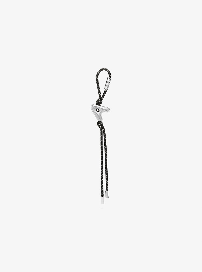 Initial Silver-Tone and Speckled Cord Bag Charm