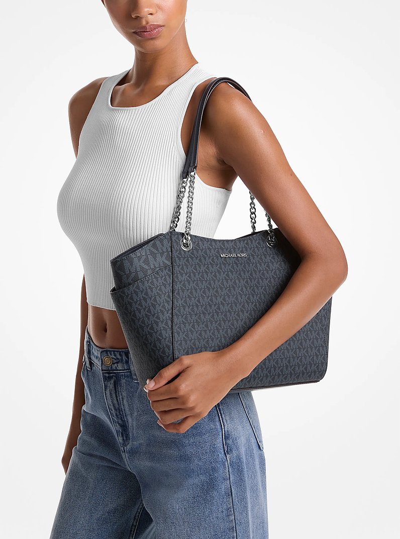 Jet Set Large Signature Logo Shoulder Bag in ADMIRAL | Michael Kors