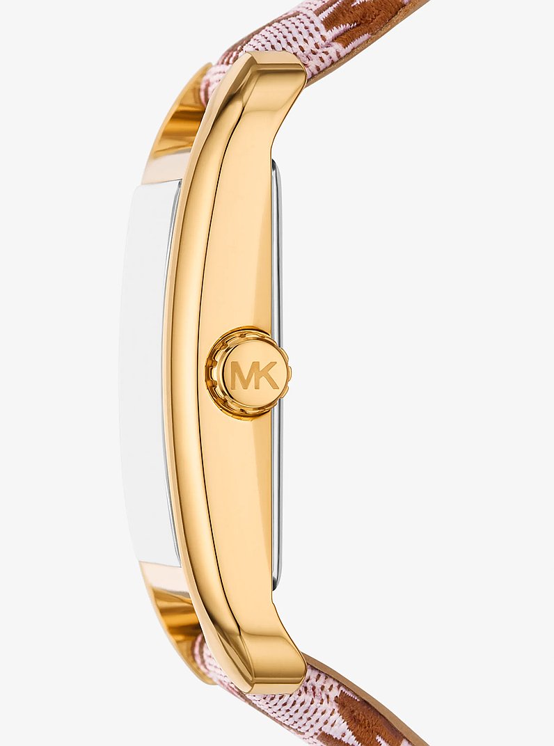 Monroe Gold-Tone and Logo Jacquard Watch in LUGGAGE | Michael Kors