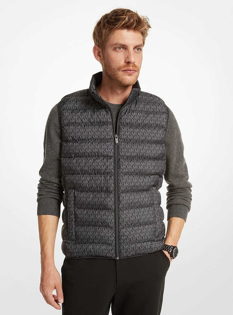 Logo Quilted Vest in BLACK | Michael Kors