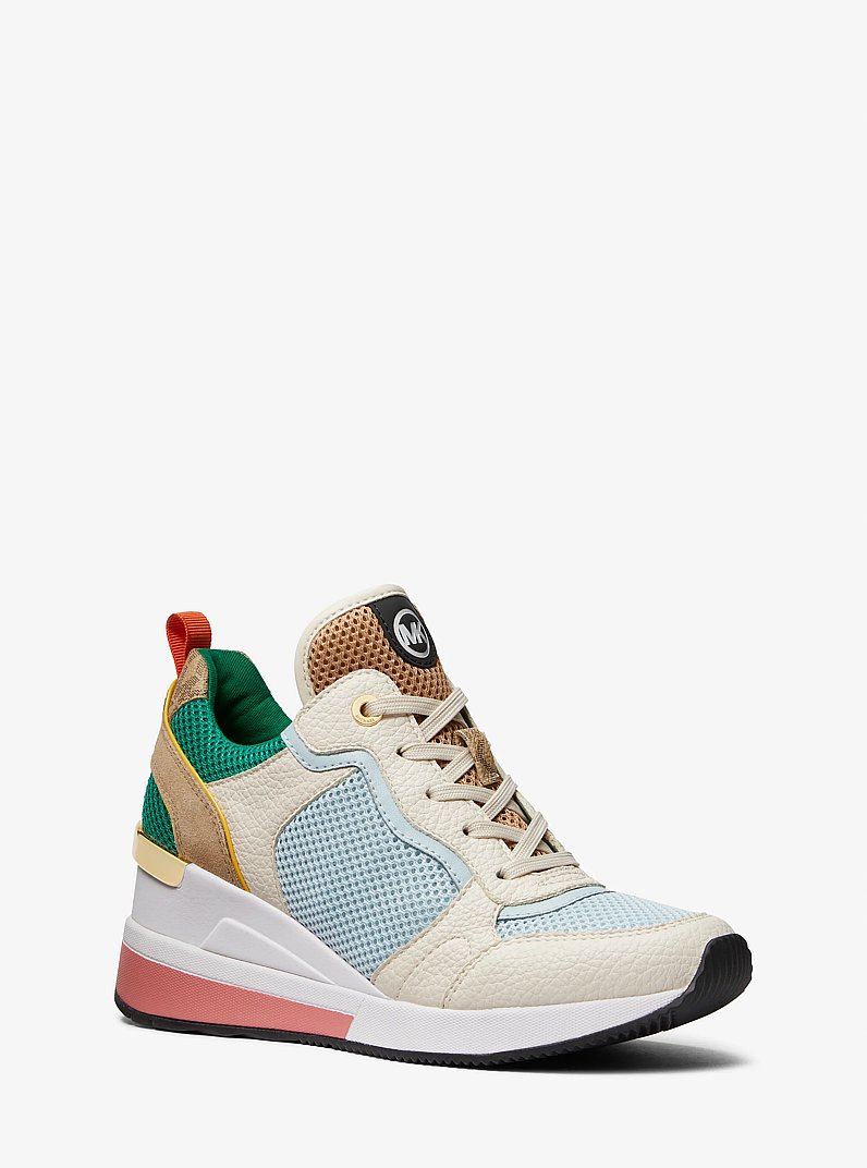 Crista Color-Block Mixed-Media Trainer in PALM GREEN | Michael Kors