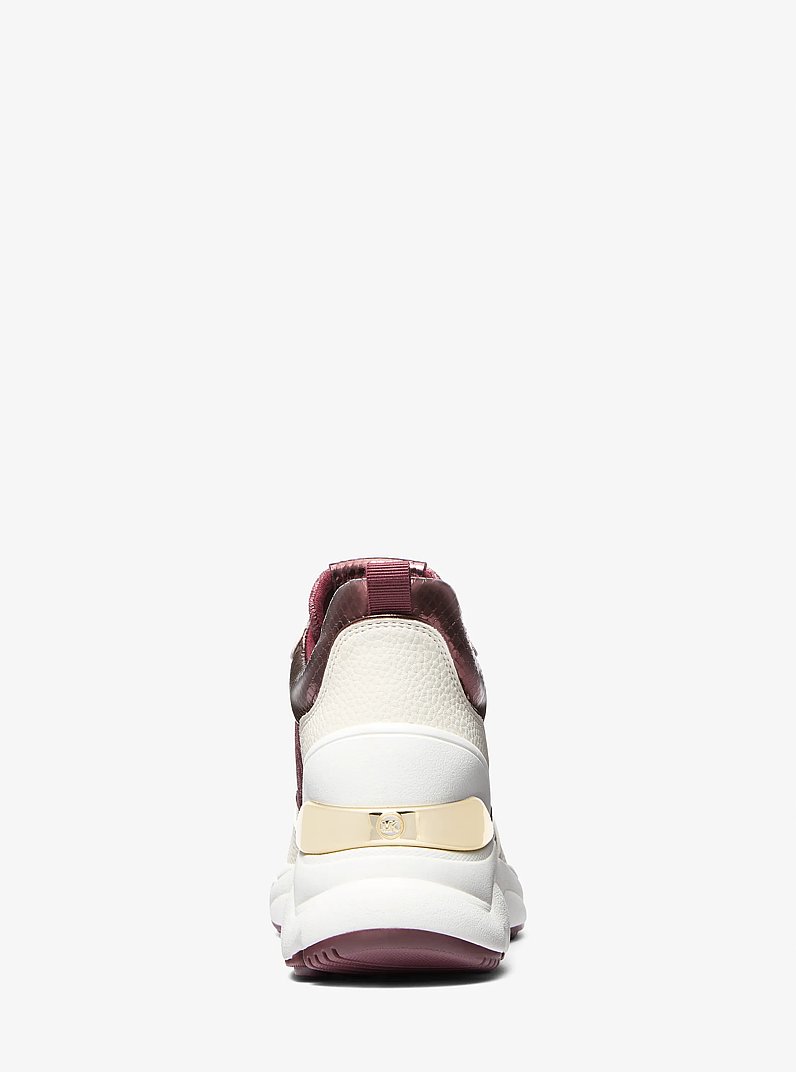 Katrina Signature Logo and Metallic Lizard Embossed Trainer in OXBLOOD MLTI | Michael Kors