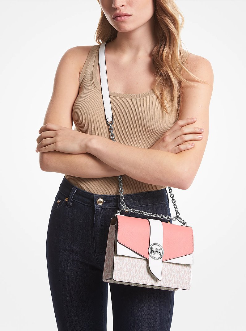 Petit sac &agrave; bandouli&egrave;re Greenwich en cuir saffiano bicolore &agrave; logo in PRIMROSE MULTI | Michael Kors
