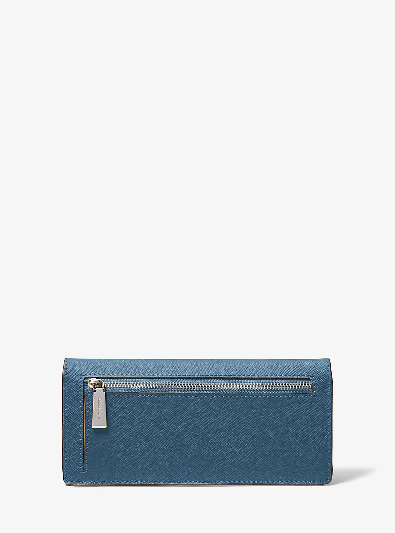 Grand portefeuille Jet Set en cuir Saffiano &agrave; bouton-pression &agrave; l&rsquo;avant in CHAMBRAI FONC&Eacute; | Michael Kors