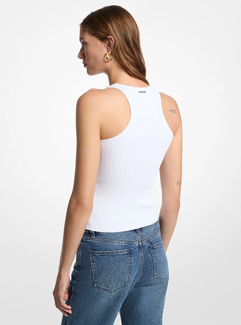 Ribbed Scoop Neck Tank Top in WHITE | Michael Kors