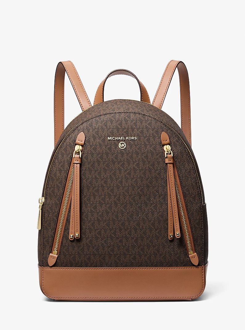 Brooklyn Medium Logo Backpack in BRN/ACORN | Michael Kors