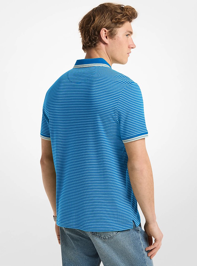 Greenwich Striped Cotton Polo Shirt in PARISIAN BLUE | Michael Kors