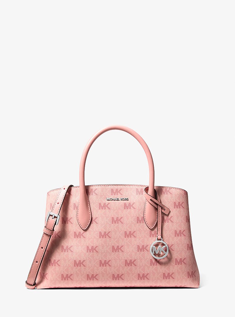 Maya Medium Signature Logo Satchel in SUNSET ROSE | Michael Kors