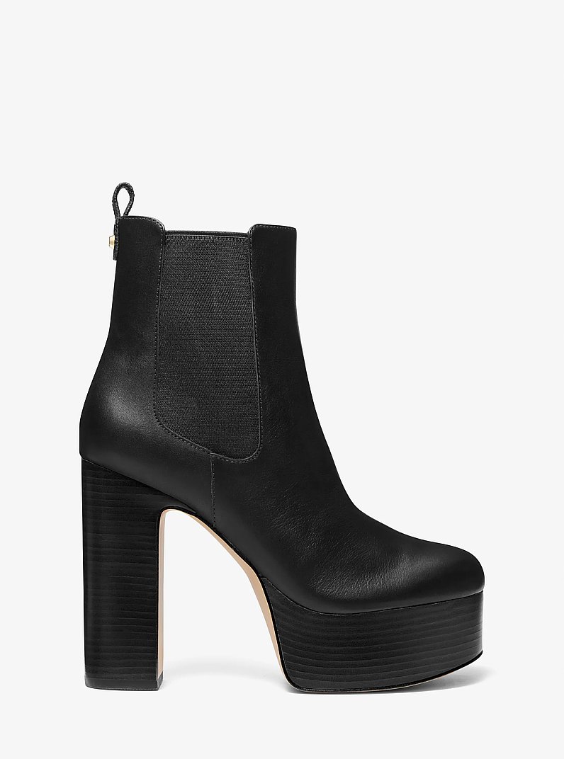 Natasha Leather Platform Boot in BLACK | Michael Kors