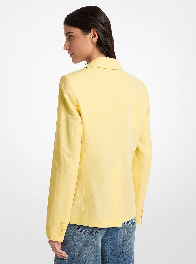 Blazer aus Leinen und Baumwolle mit aufgesetzten Taschen in ZITRONE | Michael Kors