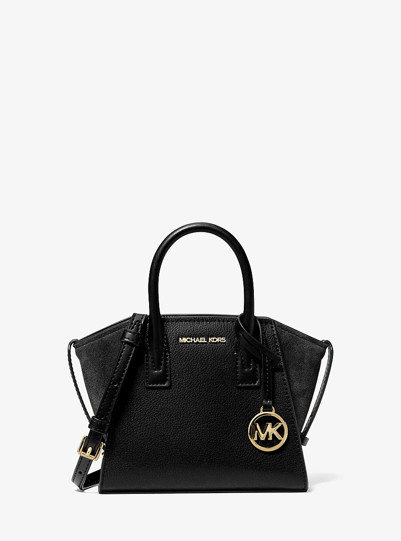 Avril Extra-Small Leather and Suede Satchel in BLACK | Michael Kors