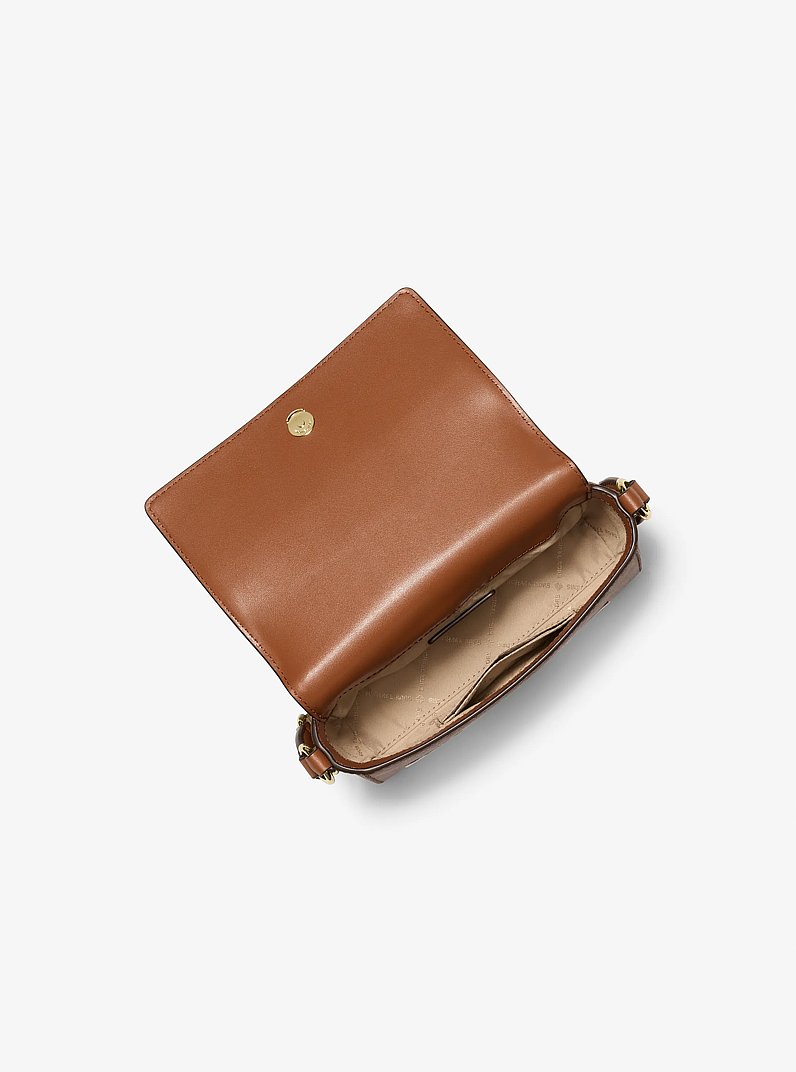 Vincent Small Saffiano Leather Crossbody Bag with Signature Logo Card Case in LUGGAGE | Michael Kors