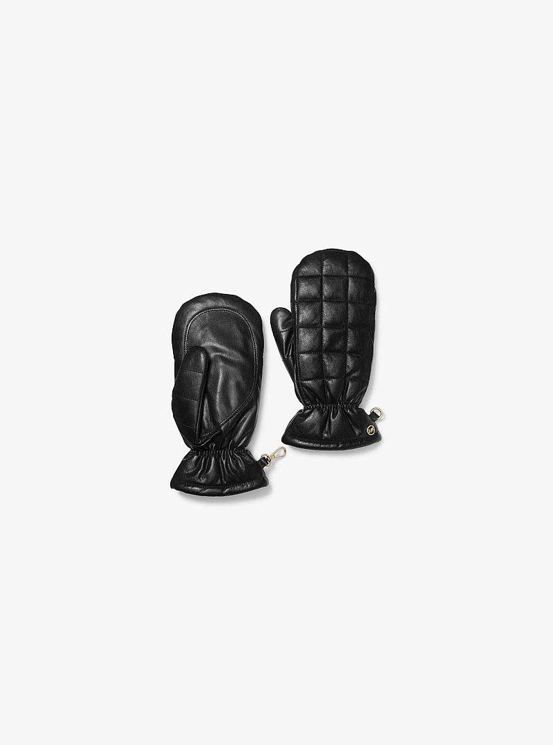 Quilted Leather Mittens in BLACK | Michael Kors