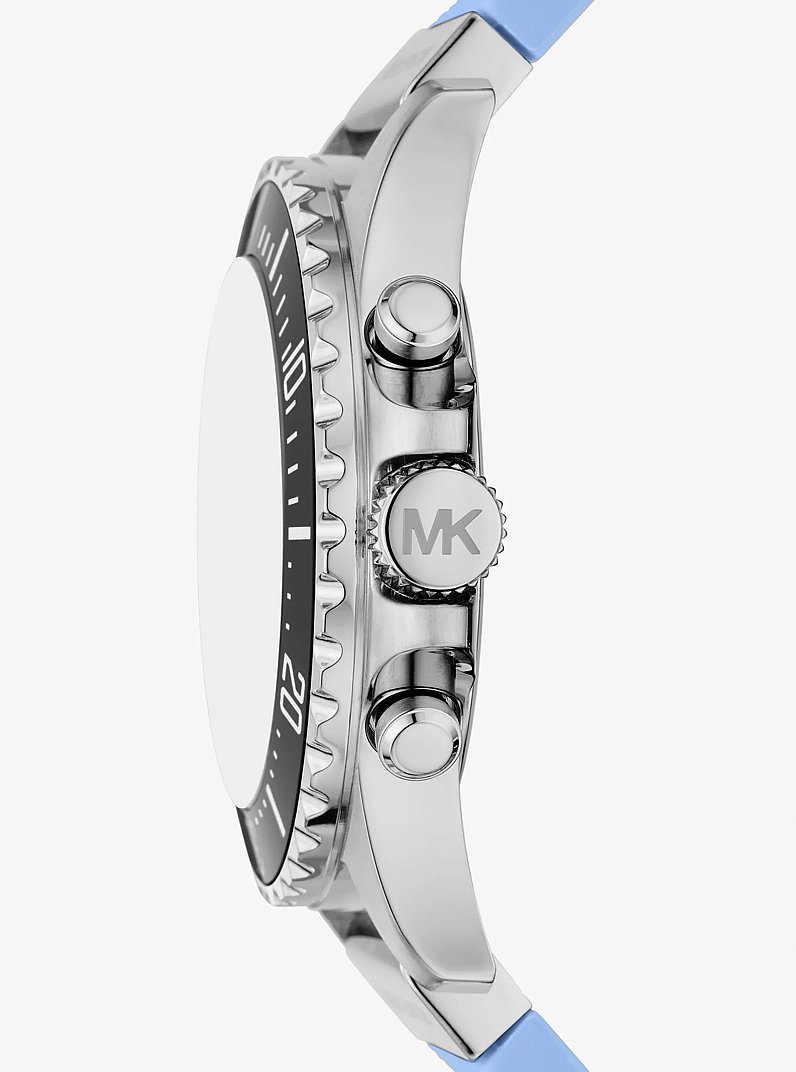 Oversized Everest Silver-Tone and Silicone Watch in SKY BLUE