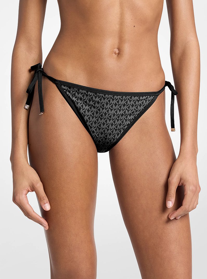 Wendbare Bikinihose mit Logomuster in SCHWARZ | Michael Kors