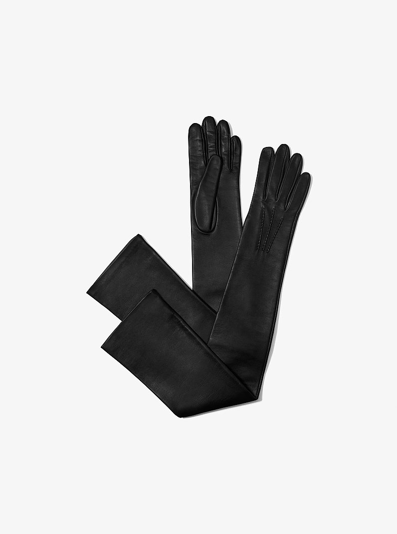 Leather Opera Gloves in BLACK | Michael Kors