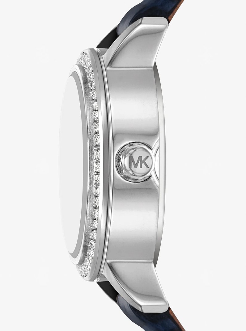 Reloj Melissa micro en tono plateado con piel con relieve de cocodrilo con pav&eacute; in PLATEADO | Michael Kors