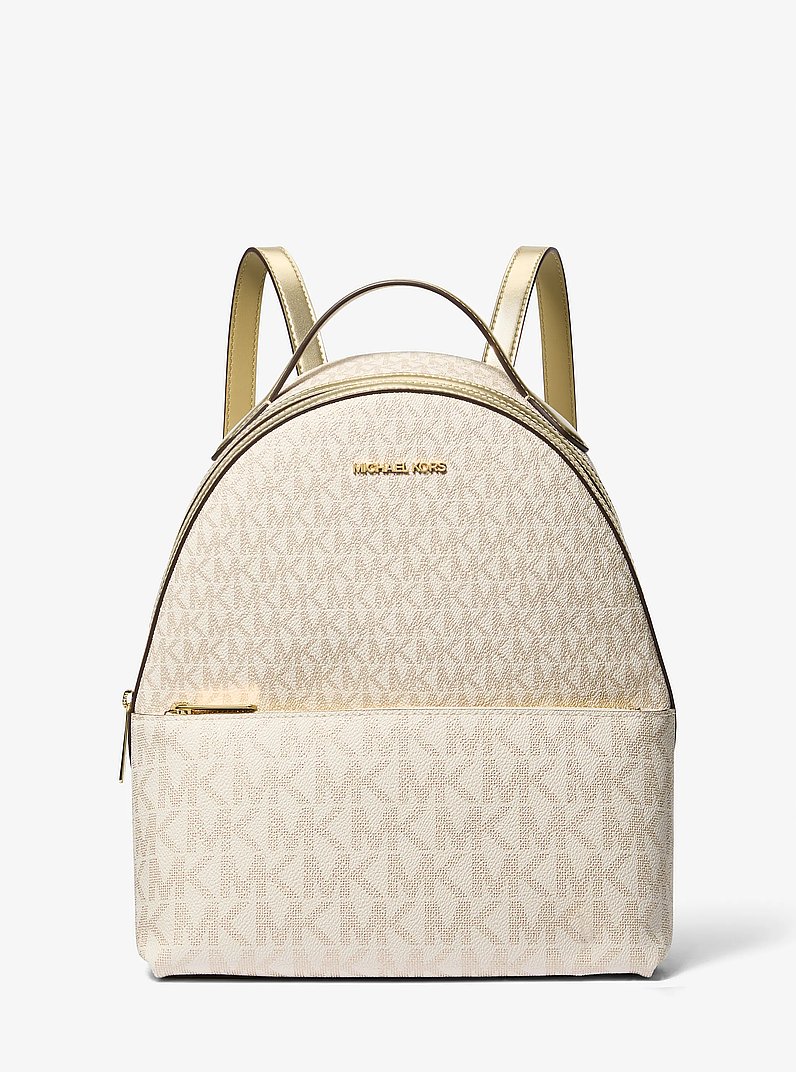 Sheila Medium Two-Tone Signature Logo Backpack in PALE GOLD - Sale