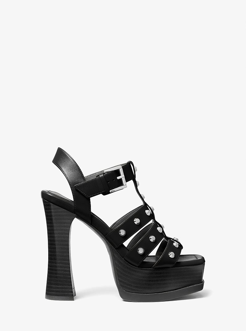 Plateau-Sandale Jagger aus Leder mit Nieten in SCHWARZ | Michael Kors