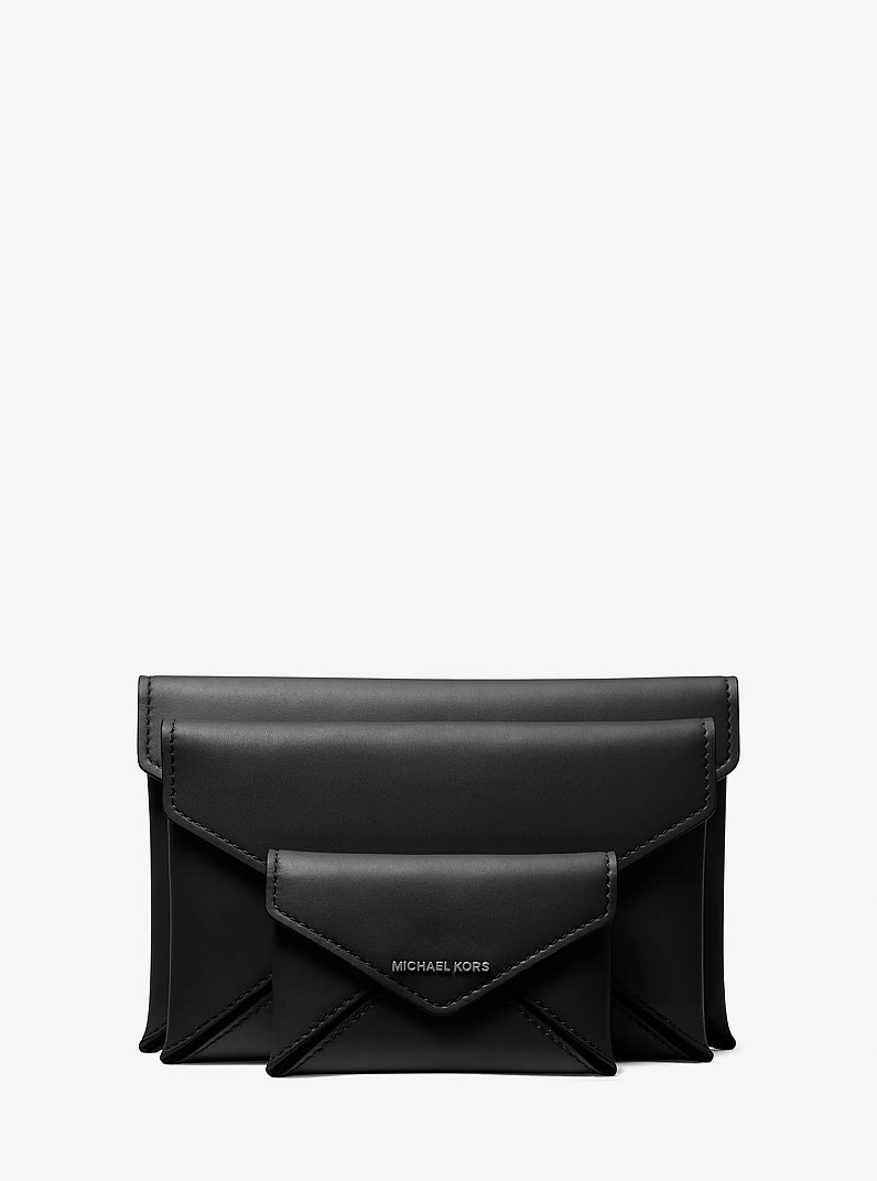 Jordi 3-in-1 Leather Envelope Wallet in BLACK | Michael Kors