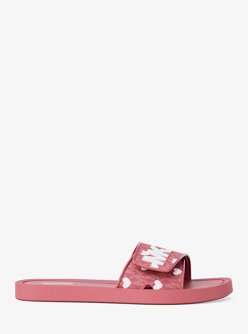 Palmer Printed Signature Logo Slide Sandal in HIBISCUS | Michael Kors