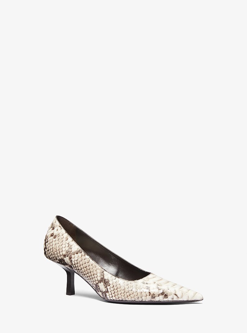 Frankie Python Embossed Leather Pump in NATURAL | Michael Kors