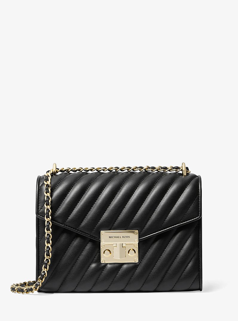 Rose Medium Quilted Shoulder Bag in BLACK | Michael Kors