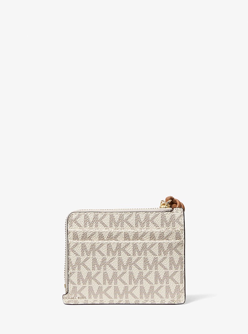 Jet Set Small Signature Logo Card Case Wristlet in VANILLA/ACORN | Michael Kors