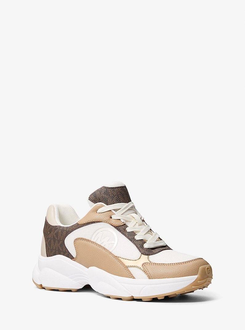 Samira Mixed-Media Trainer in BROWN | Michael Kors
