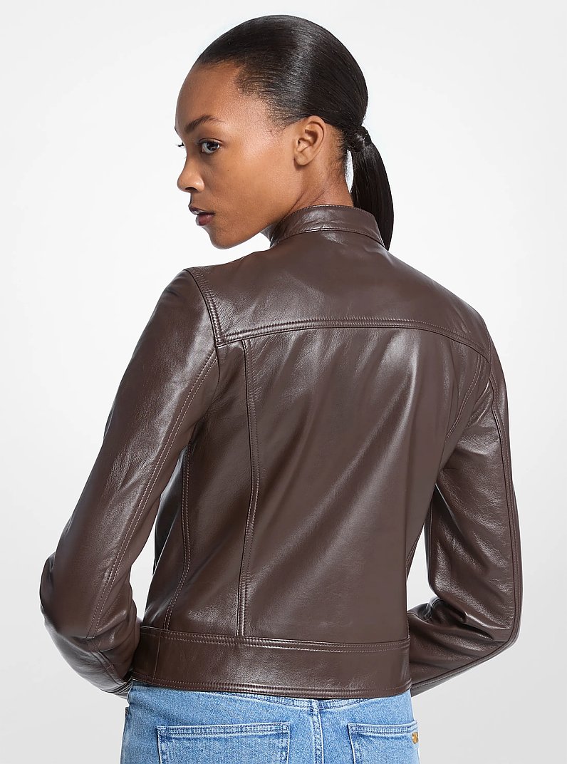 Leather Jacket in CHOCOLATE | Michael Kors