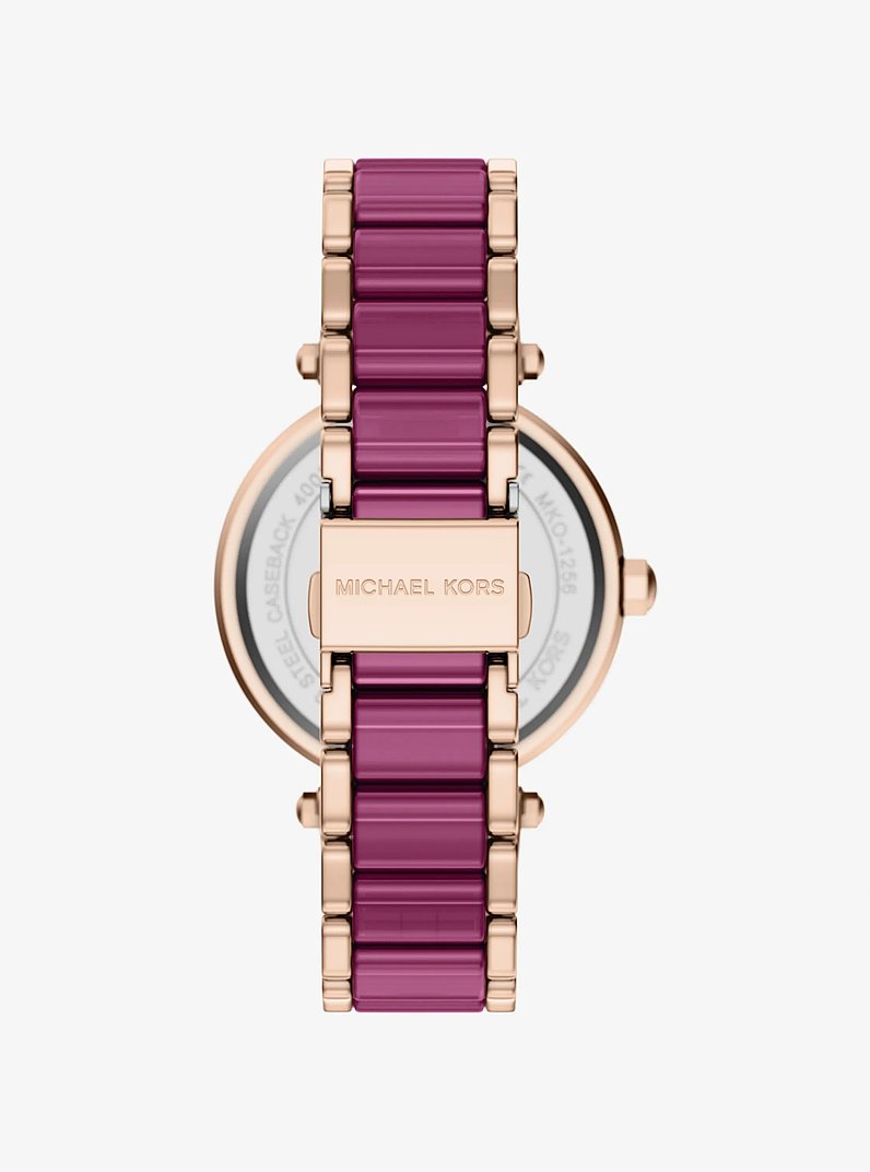Oversized Parker Pav&eacute; Pink-Tone Watch in ROSE GOLD | Michael Kors