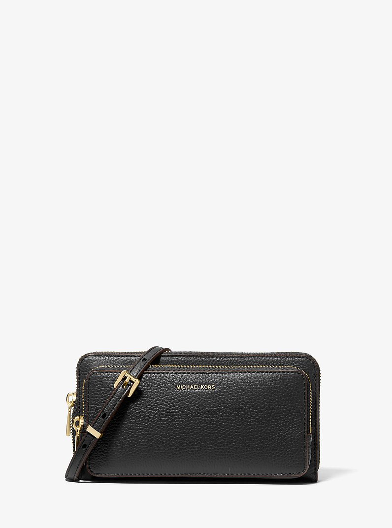 Borsa a tracolla Jet Set convertibile grande in pelle martellata in NERO | Michael Kors