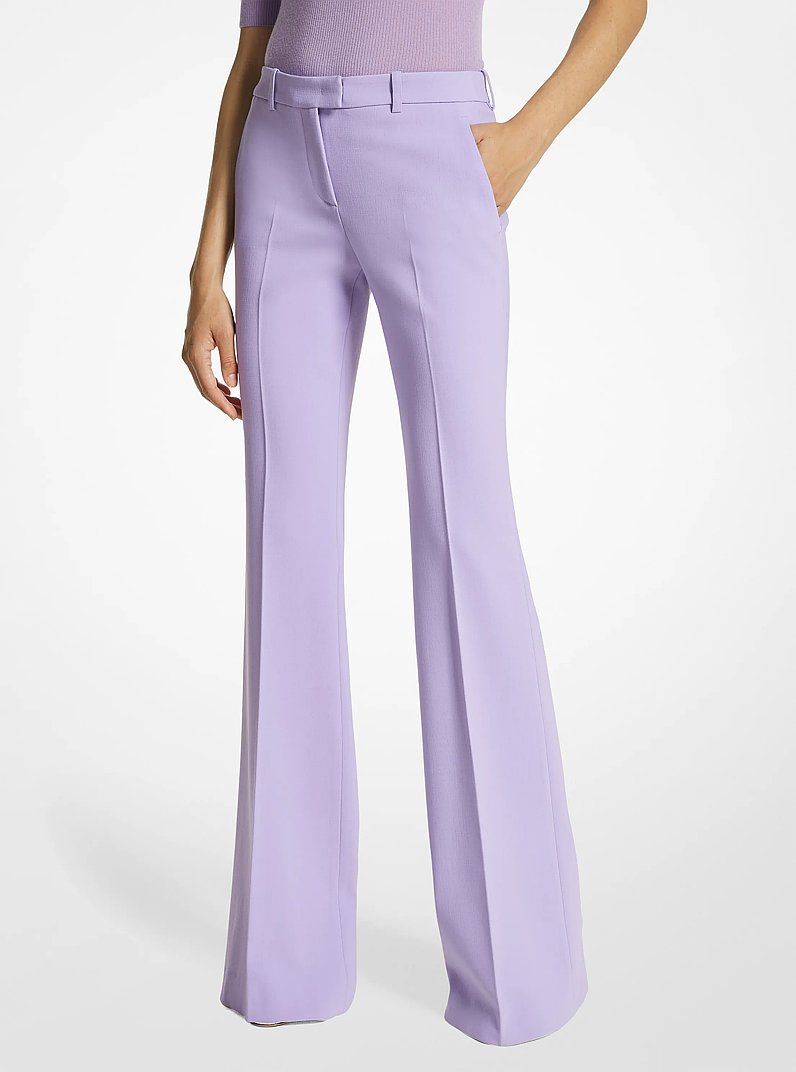 Haylee Stretch Pebble Crepe Flared Trousers in FREESIA | Michael Kors