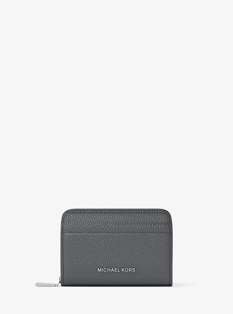 Jet Set Small Pebbled Leather Zip-Around Card Case in BLACK