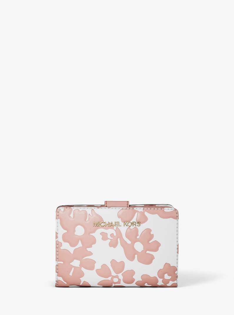 Jet Set Medium Floral Print Bi-Fold Wallet in POWDER BLUSH | Michael Kors