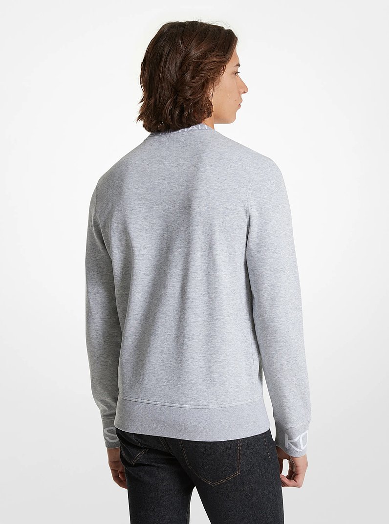 Pull molletonn&eacute; en m&eacute;lange de coton &agrave; bande &agrave; logo in GRIS PIERRE | Michael Kors