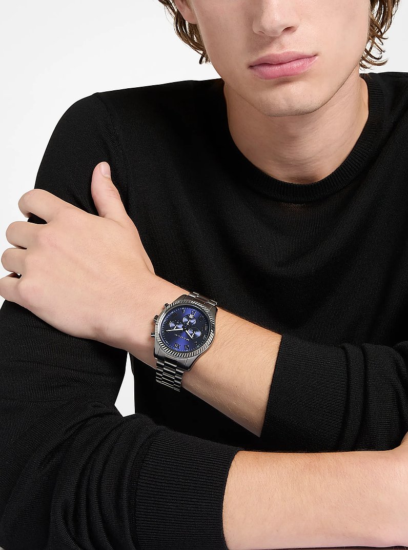Oversized Lexington Gunmetal-Tone Watch in GUNMETAL | Michael Kors