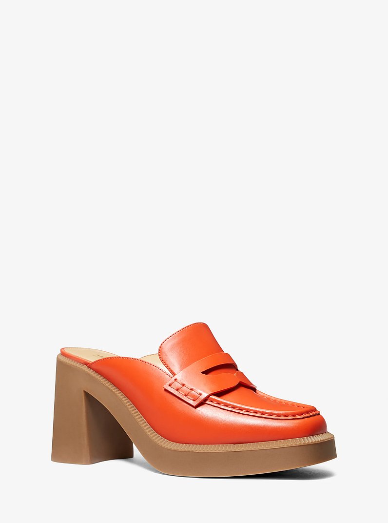 Eden Leather Platform Mule in OPTIC ORANGE | Michael Kors