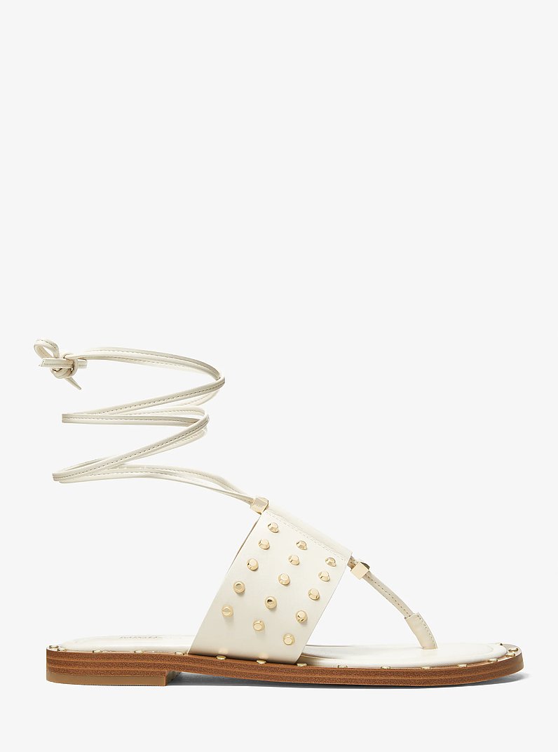 Jagger Studded Leather Sandal in LT CREAM | Michael Kors