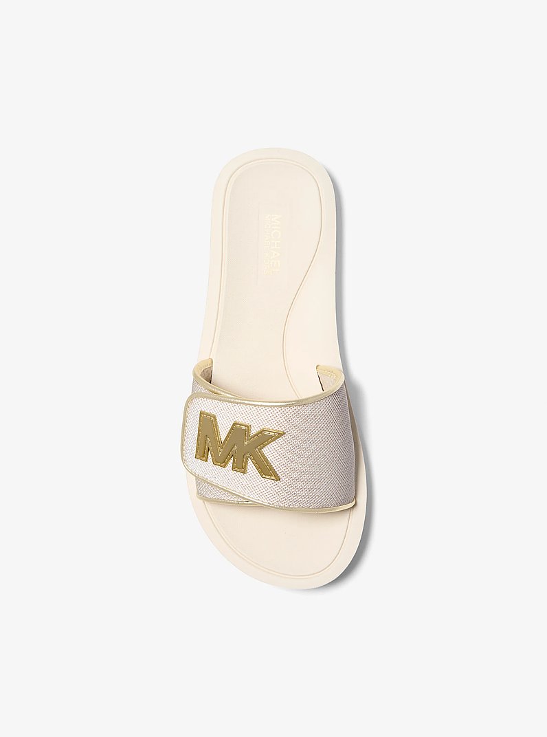 Palmer Metallic Mesh Slide Sandal in PALE GOLD | Michael Kors