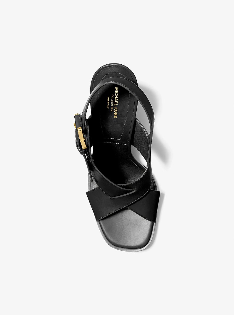Jasmine Leather Sandal in BLACK | Michael Kors